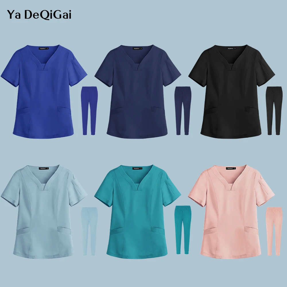 

Multicolors Elasticity Nurse Tops Medical Coat Nursing Scrubs Women TShirt Dental Clinic Doctor Nurse Working Clothes Scrub Tops