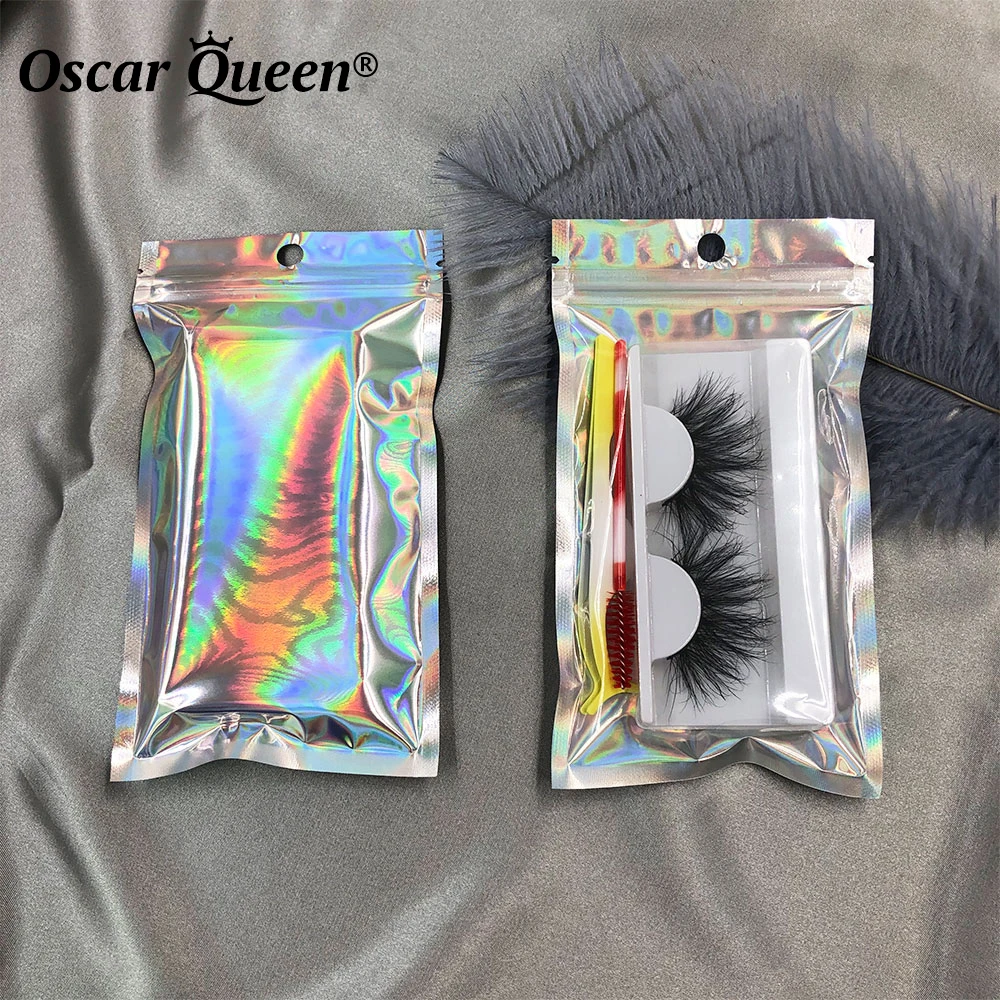 100 шт Прозрачные голографические лазерная печать сумки 3D норковые ресницы