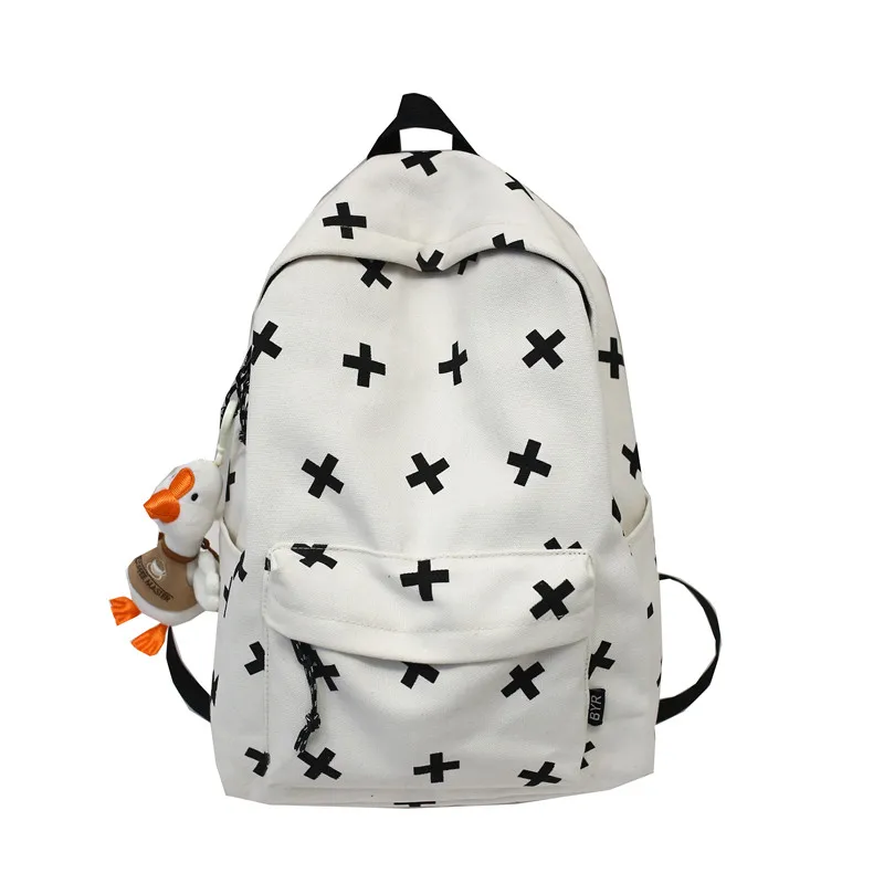 

Girl Cute Backpack Women Ins Cow Pattern School Backpacks For Teens Female Canvas School Bags Korean Harajuku Kawaii Bookbag New