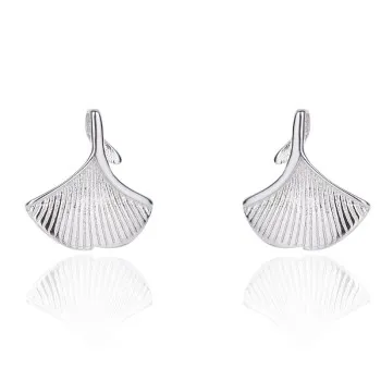 

S925 pure silver small fresh apricot earrings ladies fashionable temperament lady Korean simple leaf earrings ED314H22