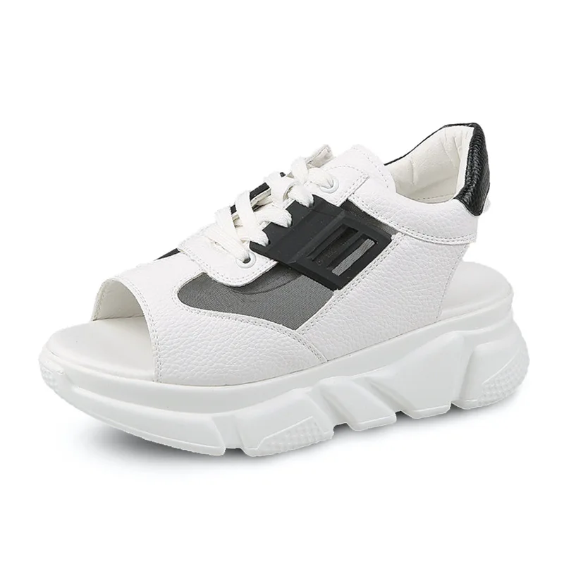 

New Women Platform Sandals 2021 Summer Wedges Shoes For Women Female PU Sneakers Big Size Fish Toe Casual Flat Shoes Sandals