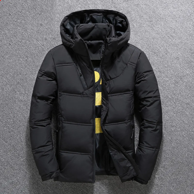 2019 Мужская русская Зимняя Толстая теплая ветрозащитная белая куртка пуховик на