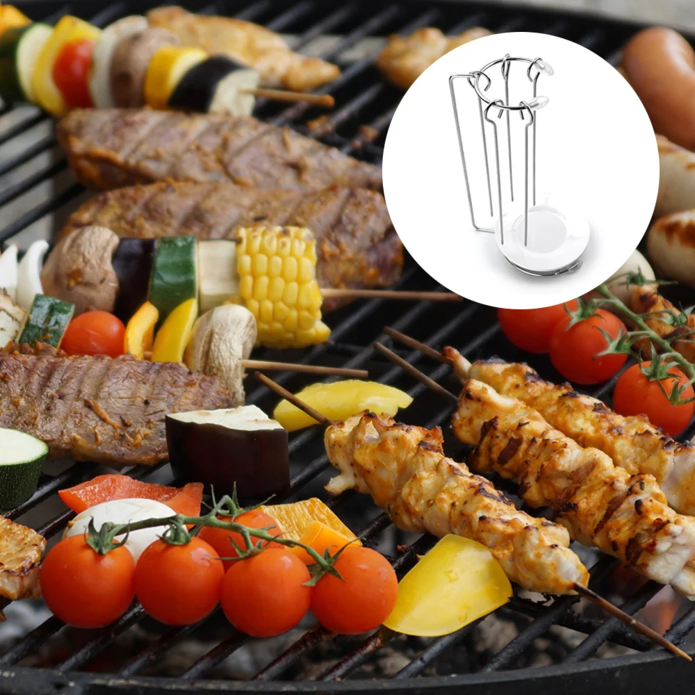 

1 Set of Portable Kebab Hanging Rack Stainless Steel Kebab Hanger BBQ Rack