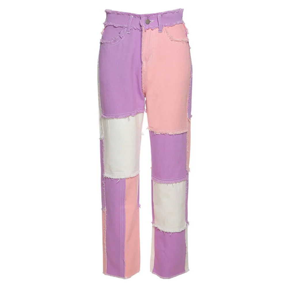 Для женщин 90s джинсы лоскутное стройная фигура с высокой талией y2k в стиле