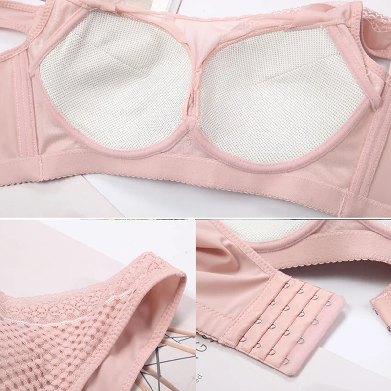 

Elovegirl Wire Free Bras for Plus Size Women Full Coverage Comfortable Bra Heighten Side Back Brassiere Unlined Ladies Underwear