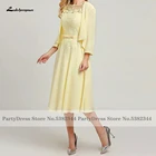 Платье для матери жениха Lakshmigown, желтое шифоновое вечернее платье с жакетом, для свадьбы, 2021, размера плюс