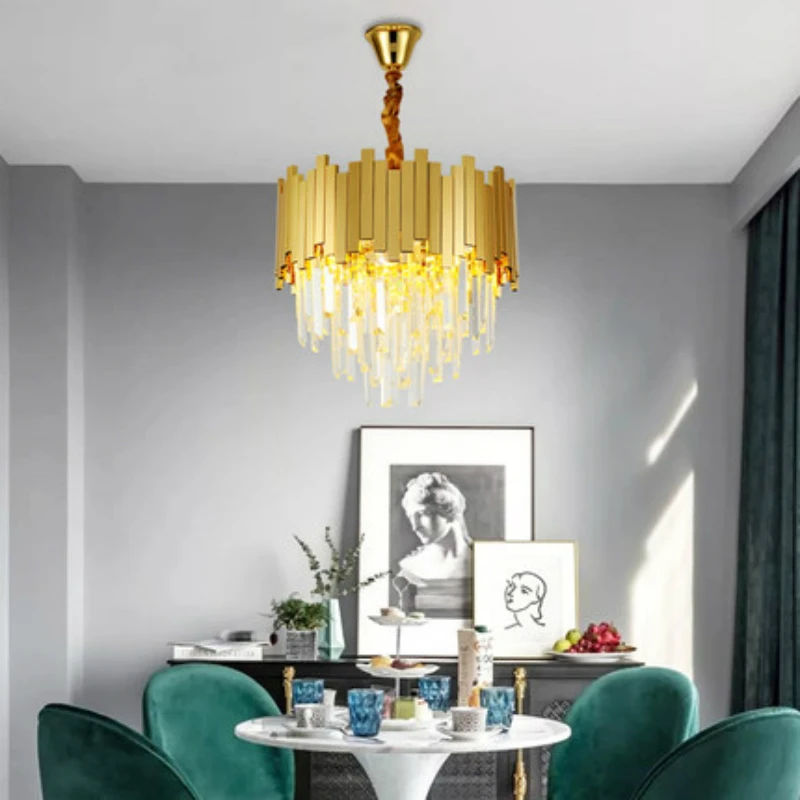 Современная хрустальная люстра для гостиной Роскошная золотая круглая из