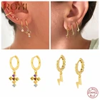 Роскошные бриллиантовые серьги ROXI-кольца с крестиком для женщин, круглые бусины, кольцо, бриллианты, серебро 925 пробы, ювелирные изделия