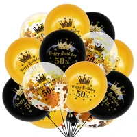 15pcs balloon set happy birthday for 18 21 30 50th birthday party decoration adult girl latex confetti ballons crown print balon