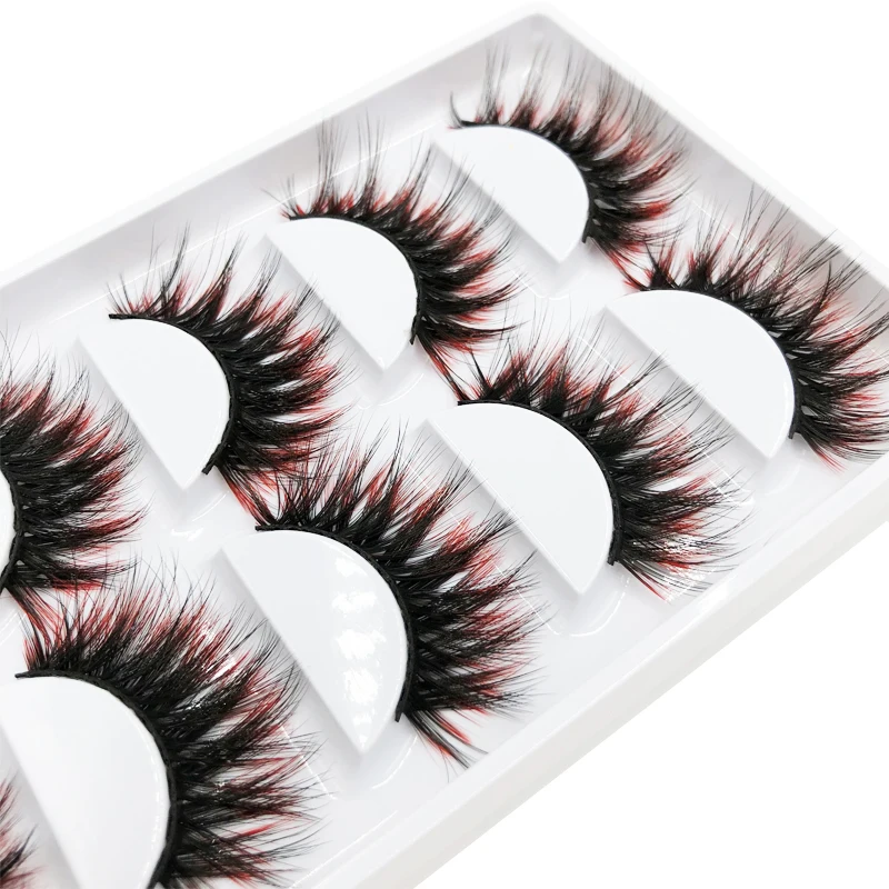 

5 pairs E01 5D Mink Hair Colorful Soft Eyelashes False Lashes Eyelash Individual Colored Lashes Faux Eyelash Extensions