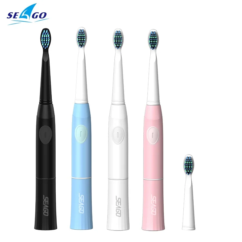 SEAGO Electric Toothbrush with 1 Replacement Brush Heads Battery Sonic Teeth Brush Deep Cleaning Included Soft-bristle SG503