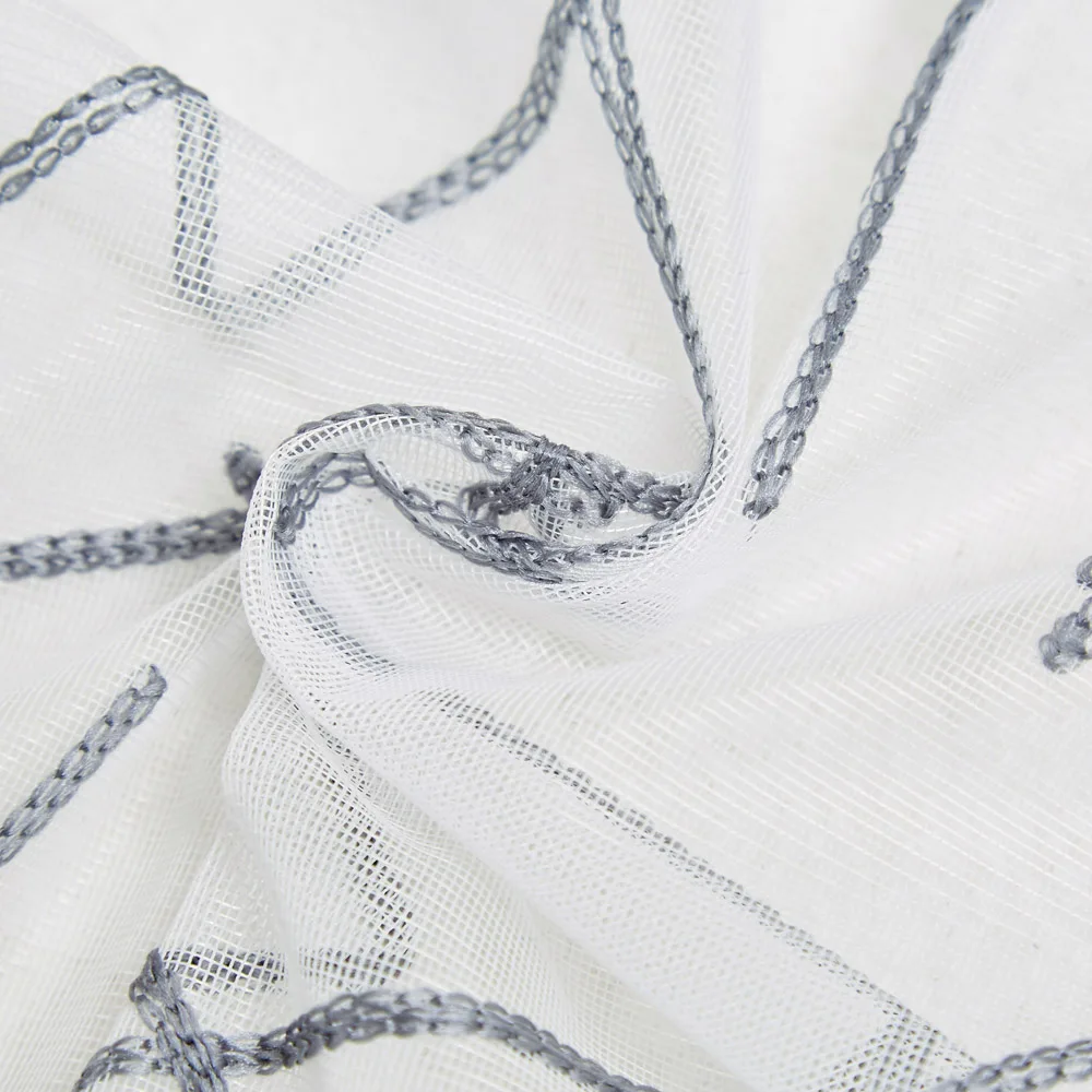 Белая занавеска геометрической формы прозрачная тканевая для гостиной вуаль