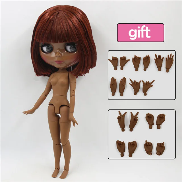 super black skin Фабрика blyth кукла bjd шарнир тела белая кожа bjd 30 см матовый лица резные губы с бровей индивидуальные лица - Цвет: super black skin