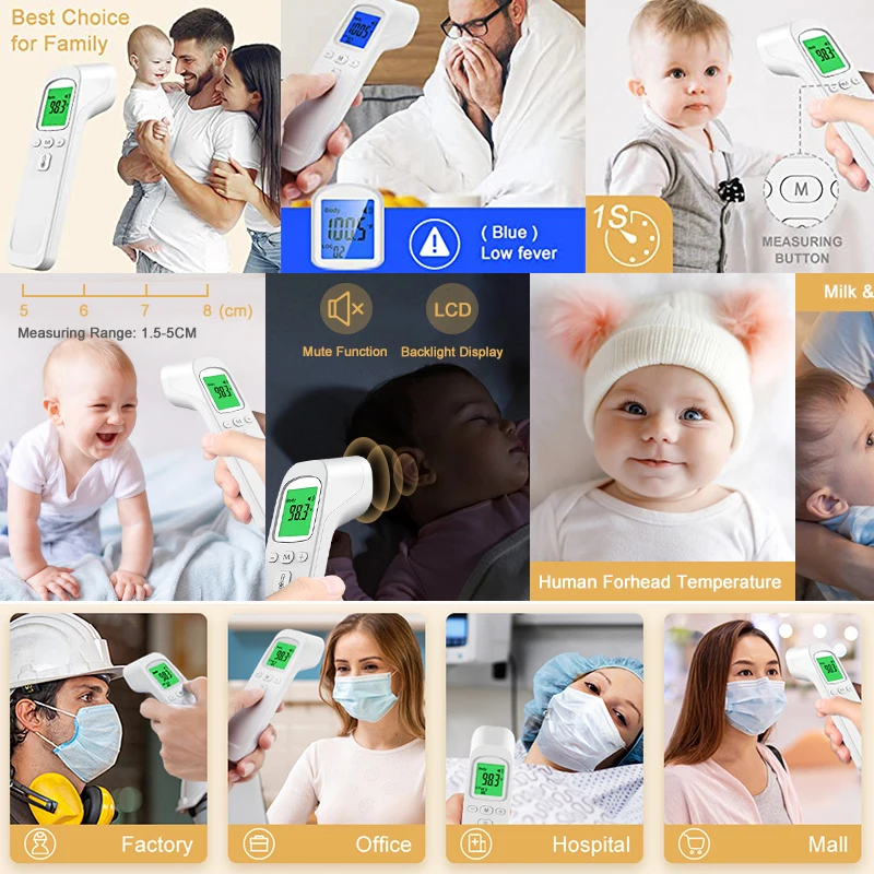 Digital Infrared Thermometer Laser Temperature Meter Non-contact Pyrometer Hygrometer IR Termometro color LCD Light Alarm | Красота и