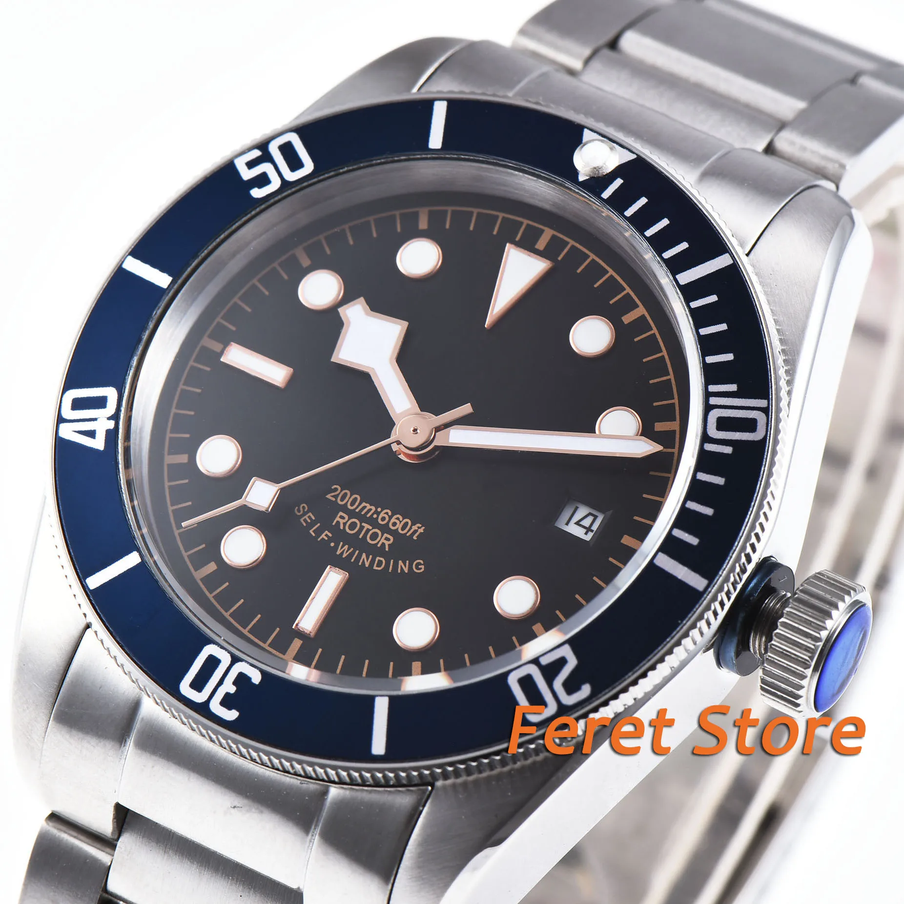 Corgeut Топ Модный бренд 41 мм синий ободок сапфировое стекло нержавеющая сталь