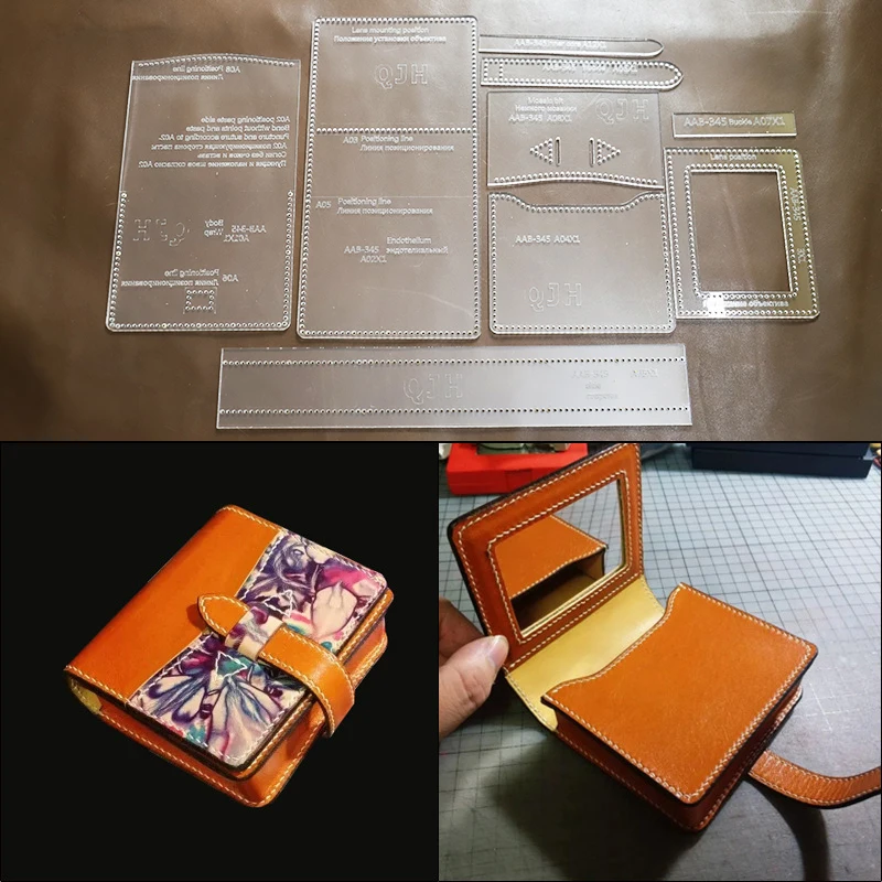 

1Set DIY Acrylic Template New Cosmetic Bag Lipstick Pack Storage Bag Leather Craft Pattern DIY Stencil Sewing Pattern 10.8cm*9cm