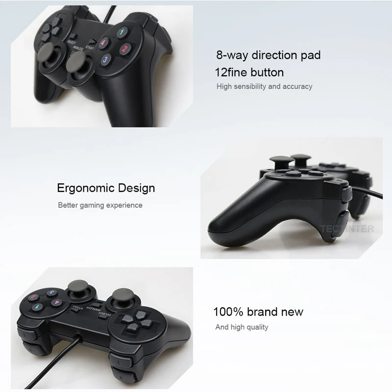 

Wired USB PC Game Controller Gamepad For WinXP/Win7/8/10 Joypad For PC Windows Computer Laptop Black Game Joystick