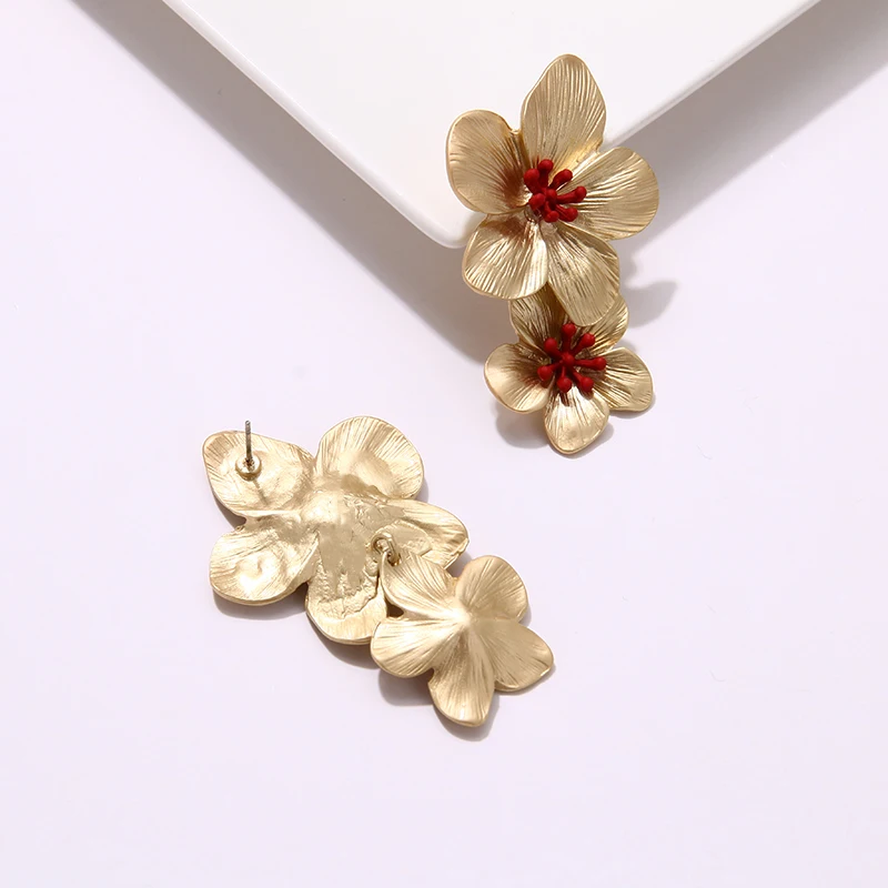 Yhpup Trendy Sweet Romantic Baroque Flower Dangle Earrings Zinc Alloy Gold Silver Earrings Vintage Brincos for Women Party Gift