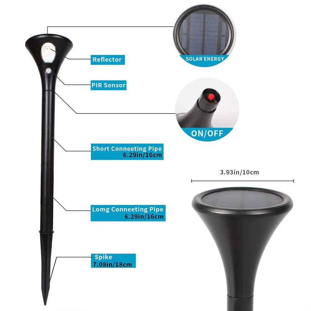 

2pcs Solar Lawn Lights Garden Spot Lamp With Motion Sensor Solar Land Scaping Light Multipurpose Garden Ground Solar Lawn Lamp