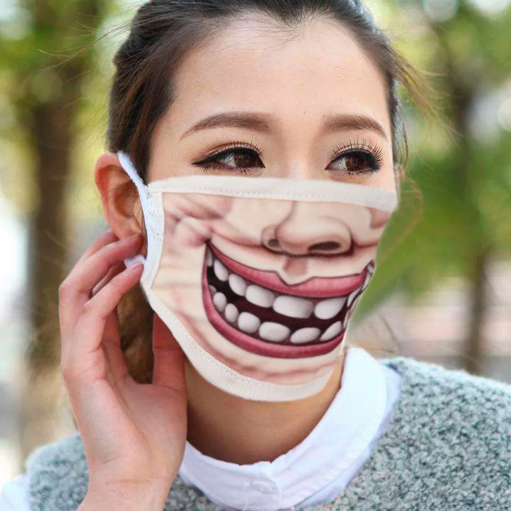 A Face Mouth Muffle Mask Creative Unisex Woman Fun Anime Funny Expression Emotional Anti-Dust Warm Face Mask K919 - Цвет: A