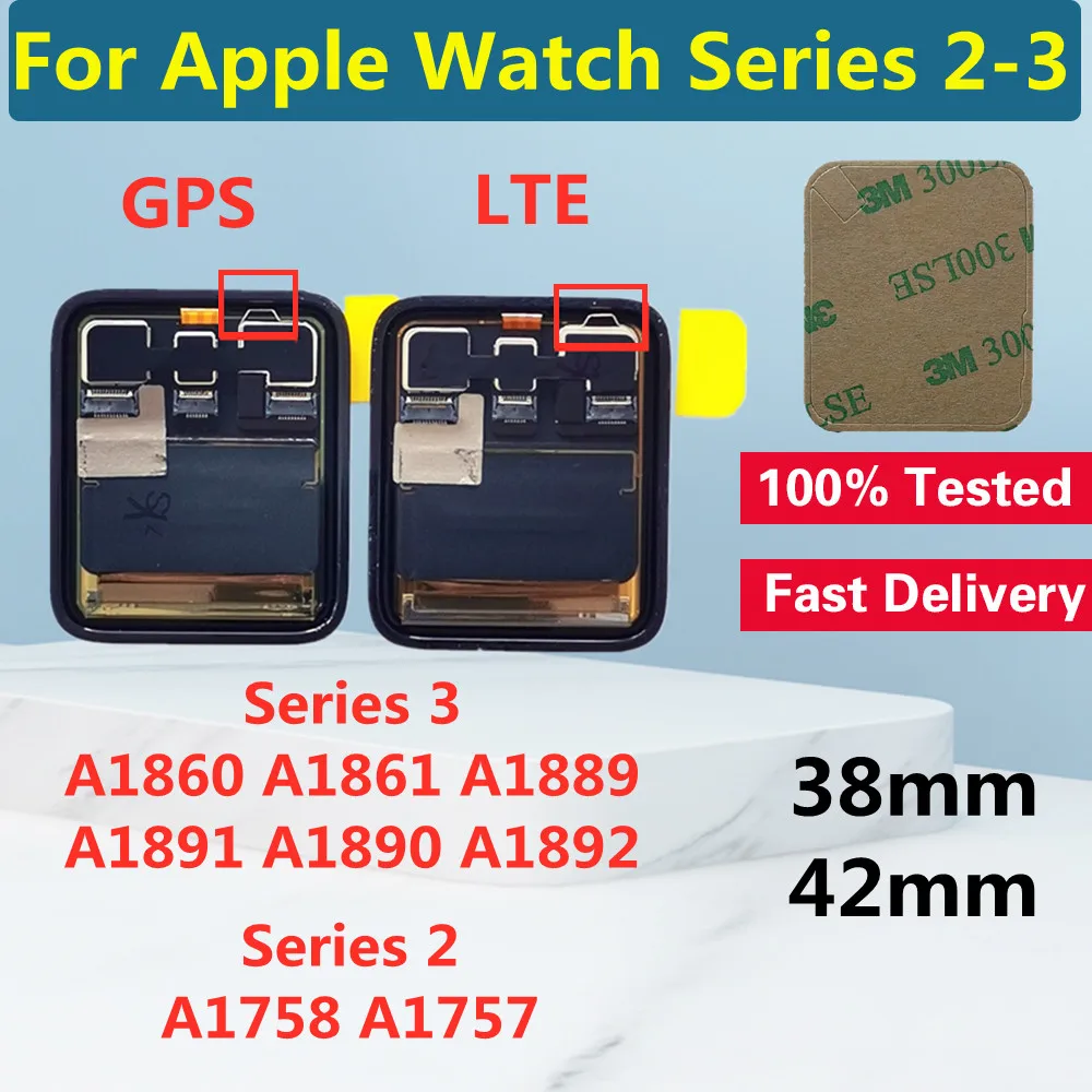 Оригинальный ЖК-дисплей для Apple Watch Series 3 38 мм 42 сенсорный экран дигитайзер Замена 2