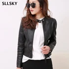 Женская мотоциклетная куртка SLLSKY из искусственной кожи, осенняя облегающая повседневная короткая верхняя одежда в европейском стиле, Байкерская Базовая куртка, новинка 2020, уличная одежда