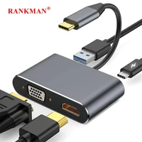 Переходник-концентратор Rankman Type-C/4K HDMI VGA, USB C 3,0, для MacBook, Nintendo, Samsung S20, Dex, Huawei P30, док-станции Xiaomi 10, ТВ