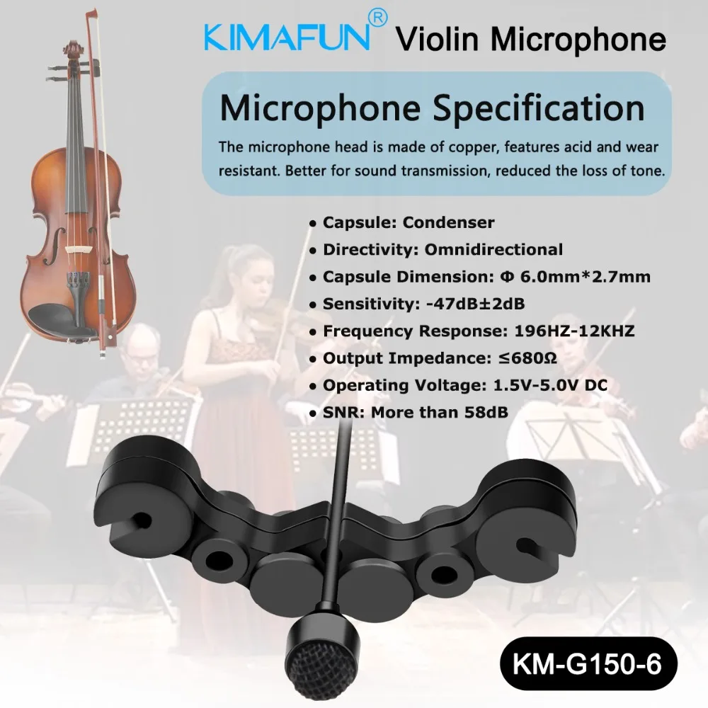 KIMAFUN KM-G150-6 2,4G мини беспроводной Профессиональный музыкальный инструмент конденсаторный микрофон система для скрипки