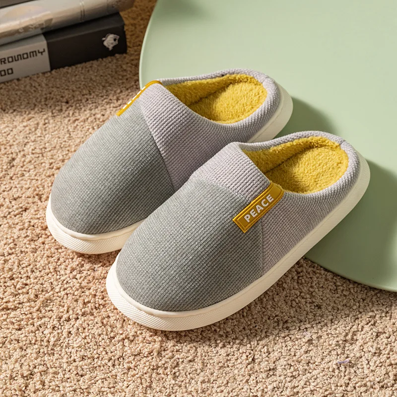 Cotton Slippers Men's Home Non-Slip Men's Couple Plush Shoes Woman Slippers Shoes for Women House Slippers Furry Slippers