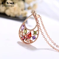 2021 luxury retro jewelry womens gold necklace crystal stone ruby emerald amethyst water drop zircon pendant jewellery gifts