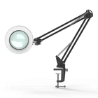 Складная Настольная лампа на длинной ножке с регулируемой яркостью, USB настольные лампы с защитой глаз, поворотным рычагом, настольная лампа для чтения с зажимом и 5 линзами, увеличительное стекло