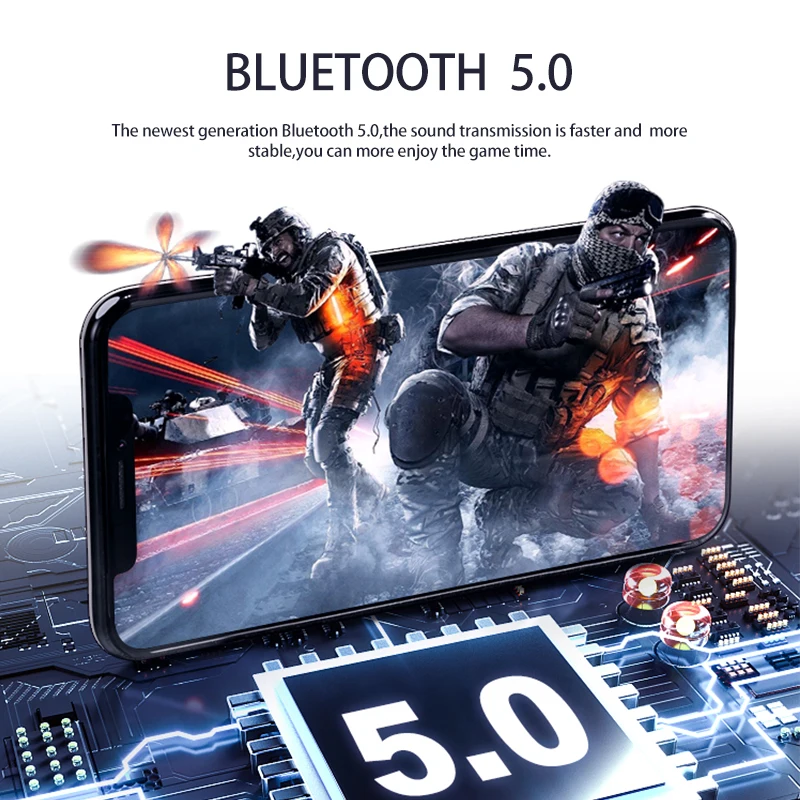 D019 V5.0 Bluetooth наушники HD стерео беспроводные наушники Спорт бас гарнитура со светодиодным дисплеем зарядное устройство чехол для всех телефонов