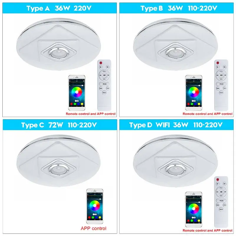 

Wifi Voice Control Modern LED Ceiling Lights Home Lighting 36W 72W APP bluetooth Music Light Bedroom Lamps Smart Ceiling Lamp