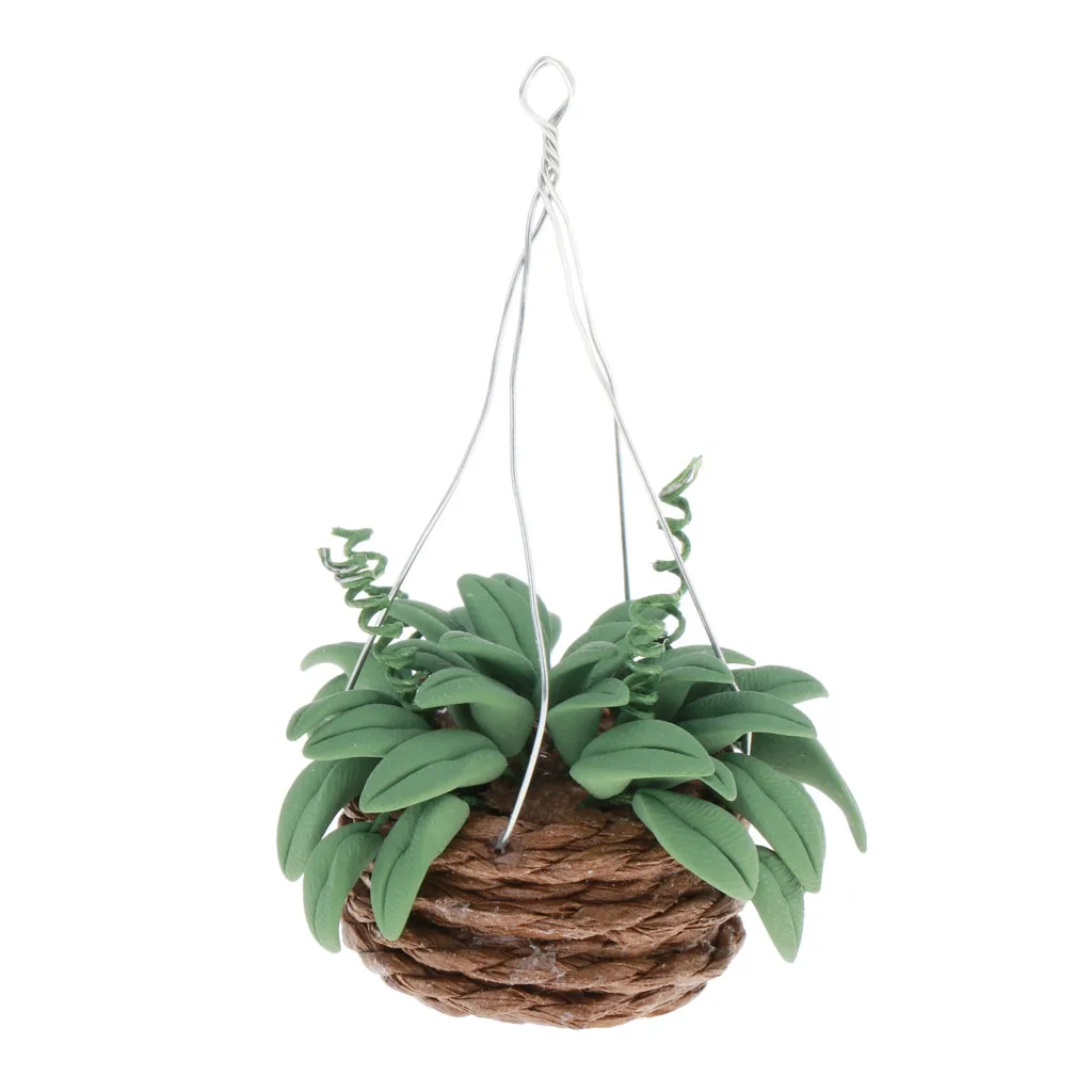 

Miniature Hanging Plants Basket Planters Decor for 1/12 Dollhouse, Fairy Garden Accessories