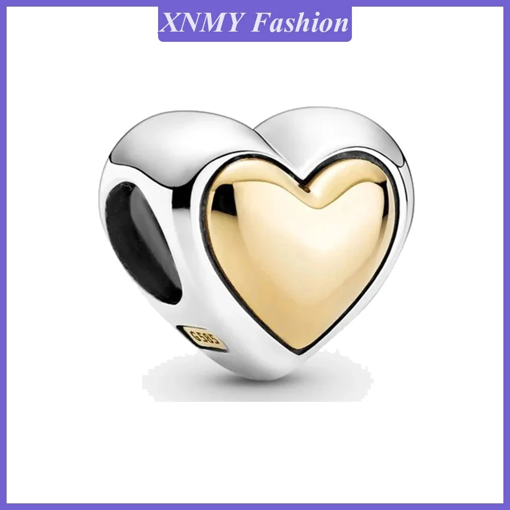 

Подвеска XNMY в виде Золотого сердца, оригинальные шармы-браслеты Pandora, женские Украшения, подарок на день рождения