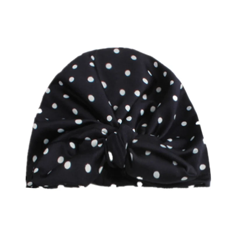

New Style High Quality Baby Caps Cotton Dot Pattern Knitted Head Hats Kids Bow Tie India Beanies Children Caps Sombrero Hoed