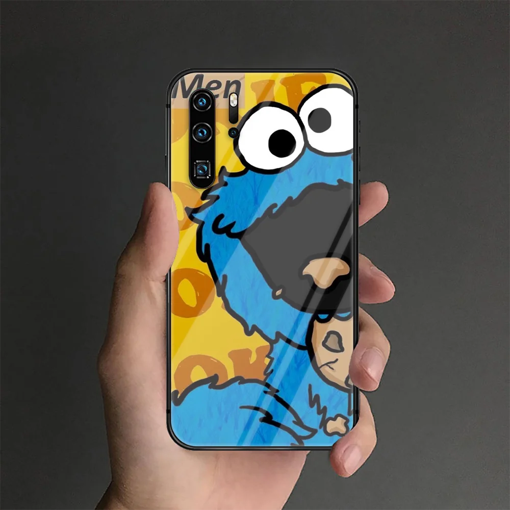 

Cookie Monster Phone Tempered Glass Case Cover For Huawei P Nova Mate 5T 20 30 40 Pro Lite Smart 2019 2021 Silicone Waterproof