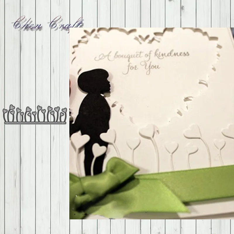 Цветочные сердечки в полоску металлические Вырубные штампы для сделай сам