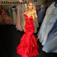 mbcullyd red mermaid prom dresses long 2020 off shoulder evening dress for women cheap plus size vestidos de fiesta de noche