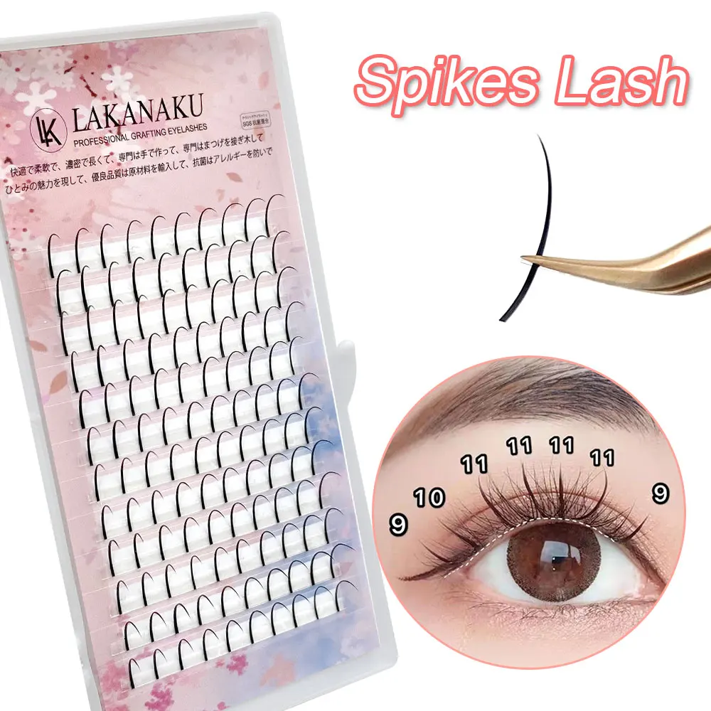 

LAKANAKU Premade Eyelash Spike Lashes Russian Volume Fans 0.07 C/D 8-15 Individual Eyelashes Makeup Fan Spikes Lashes Extension