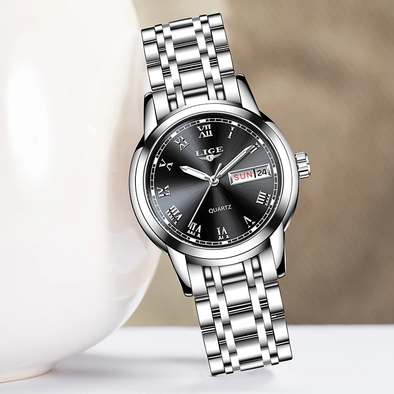 LIGE 2020 новые женские часы от ведущего бренда Роскошные наручные с ремешком из