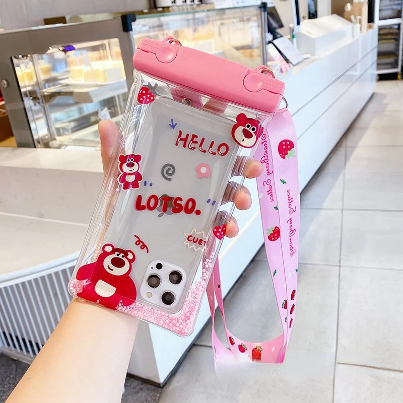 

Disney Lotso Winnie the Pooh touch screen phone waterproof bag Cases Cover for iPhone Samsung smart phone Universal bag