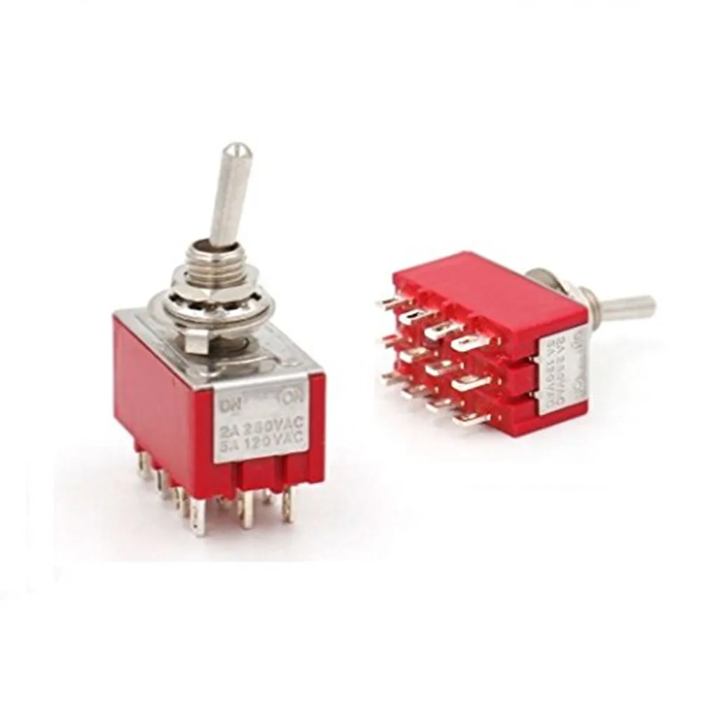 

10pcs Toggle switch MTS-402 Red On-On 2 Position 4PDT AC 250V/2A 120V/5A