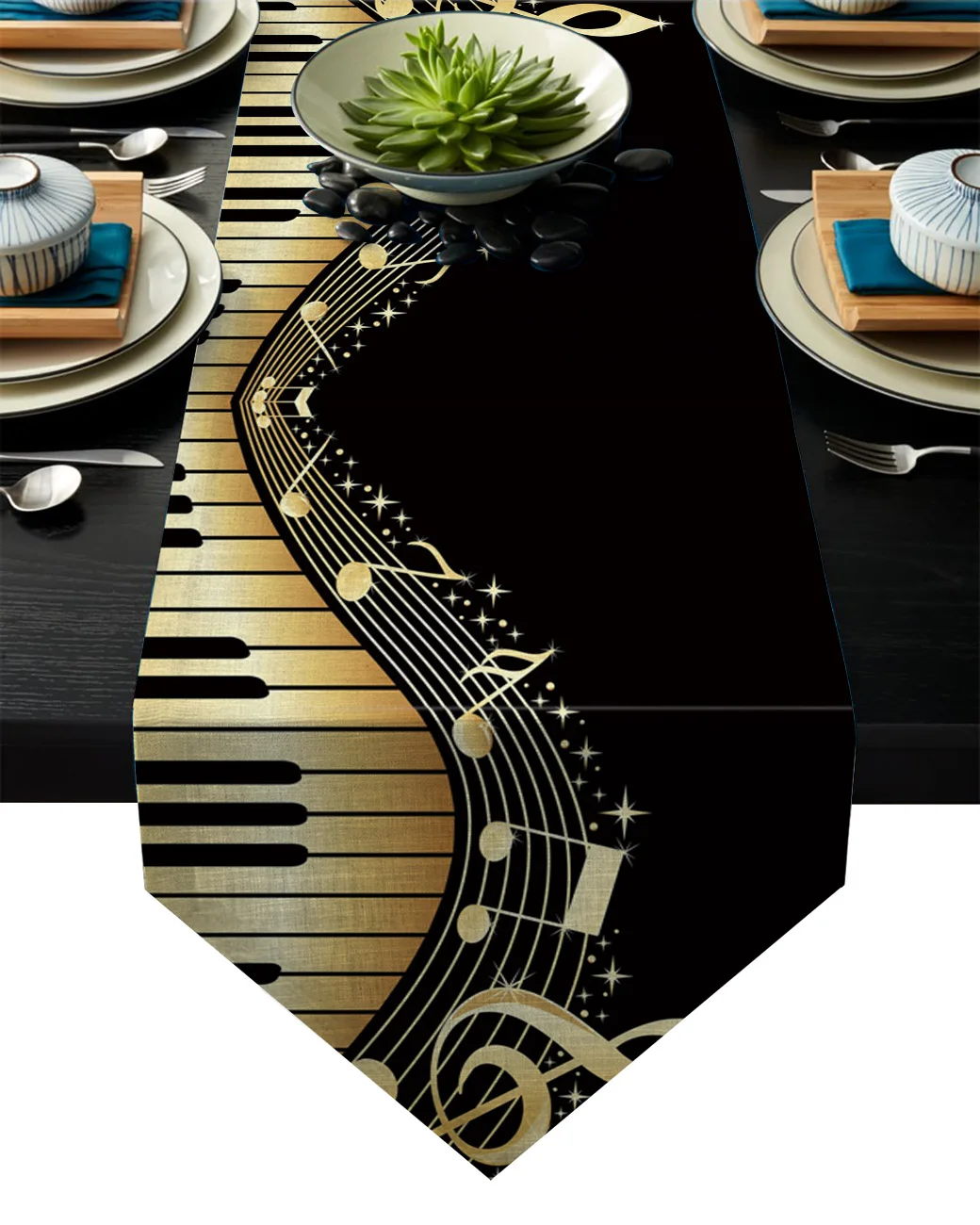 

Piano Keys Note Music Yellow Gradient Table Runners For Wedding Party Decoration Modern Table Runner Home Kitchen Decor