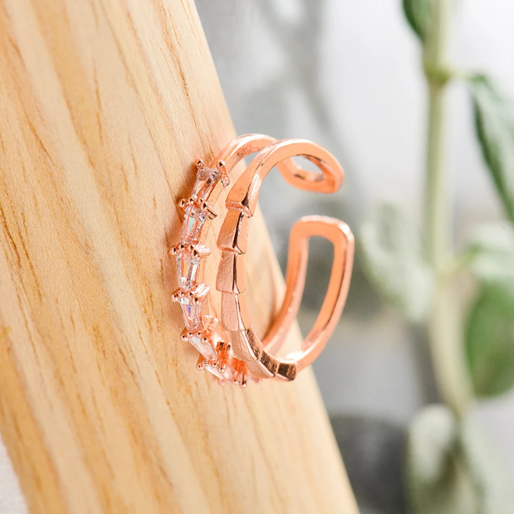 

Shangzhihua Korean fashion simple trend double ring opening adjustable ladies ring, 2020 new jewelryring