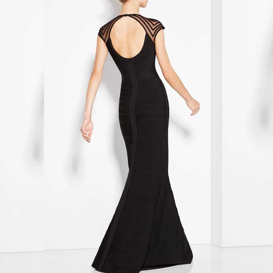 2019 New Fashion Mermaid Beige Black Long Bandage Dress Backless Celebrity Party Evening Gown ocassion Vestidos Gule Wholesale | Женская