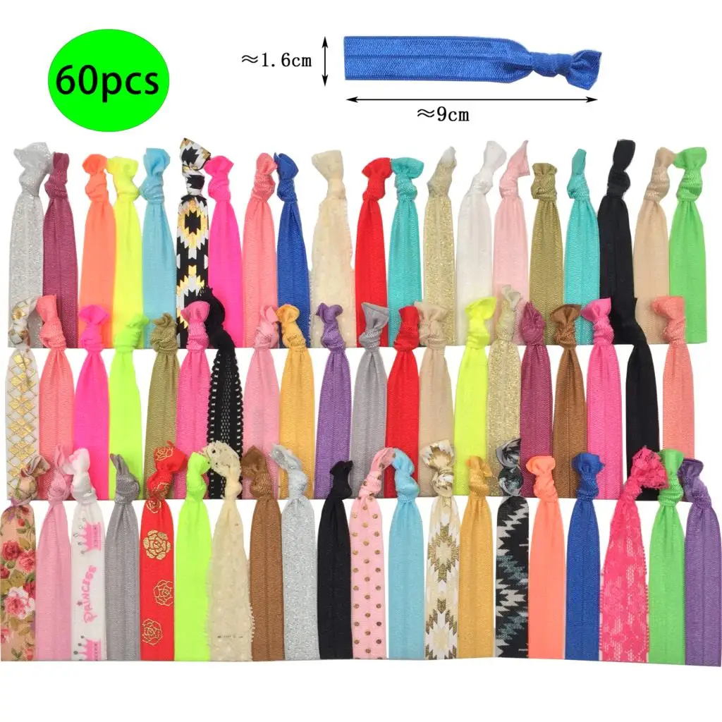 ZD002-60PCS 30 шт./60 шт./партия женские модные резинки для волос ярких цветов с принтом в Корейском стиле без коробки - Цвет: ZD002-60PCS
