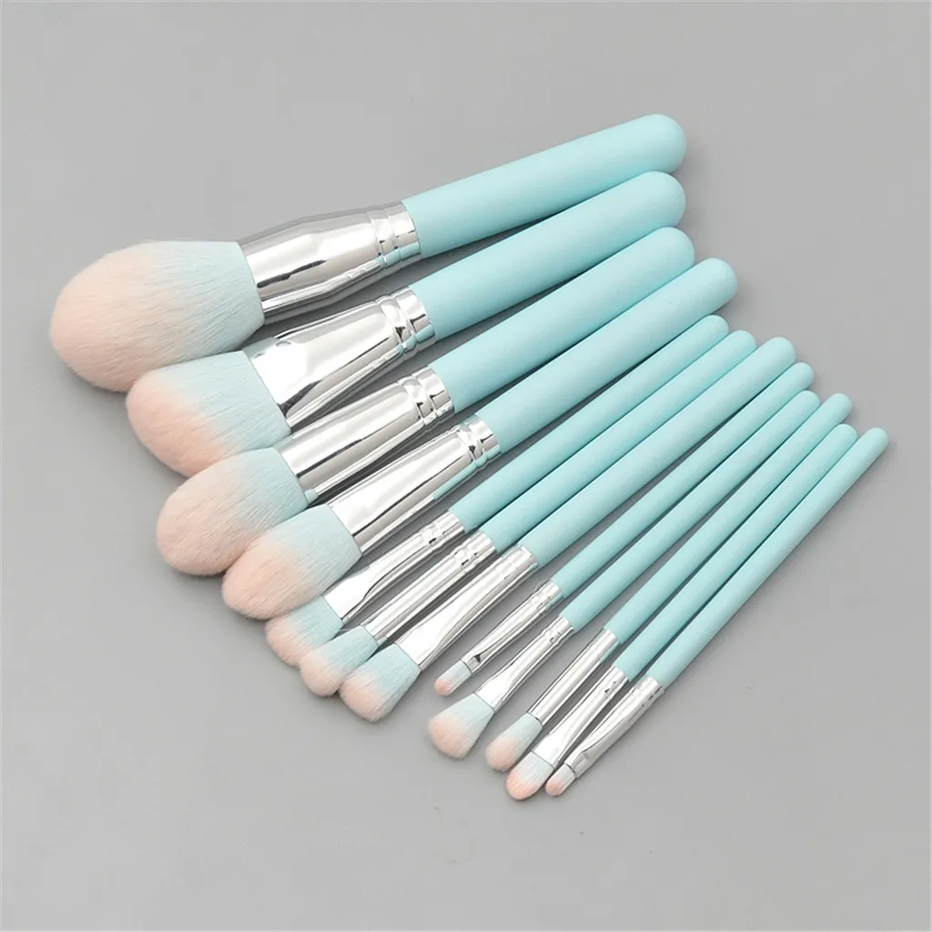 12 шт. Светло-Голубые Деревянные кисти для макияжа набор тональной пудры румяна