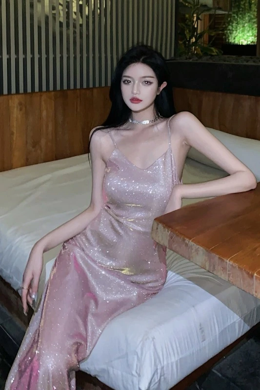 Модное женское платье с оборками сексуальное v-образным вырезом сверкающие