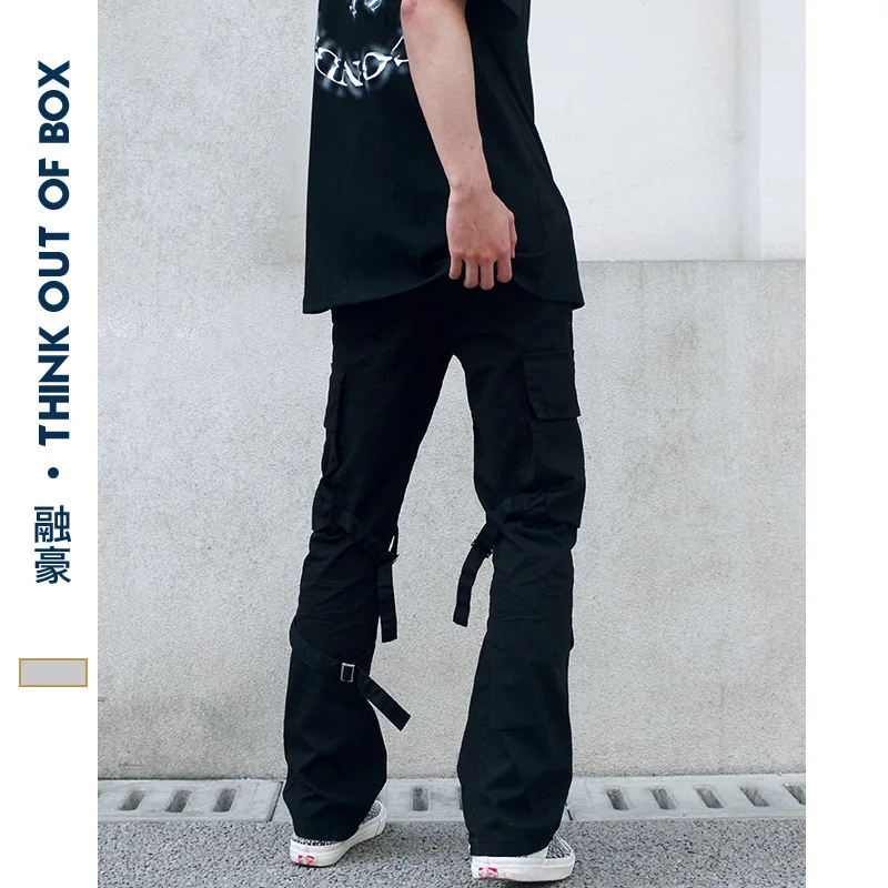 

Black tooling jeans men's pants 2021 summer new high street fashion brand versatile loose thin straight casual pants